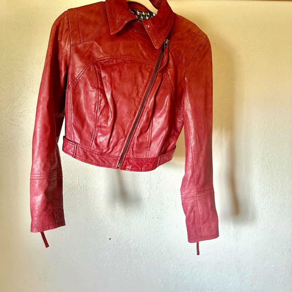Black Rivet Women's Bold Hot Pink Leather Jacket